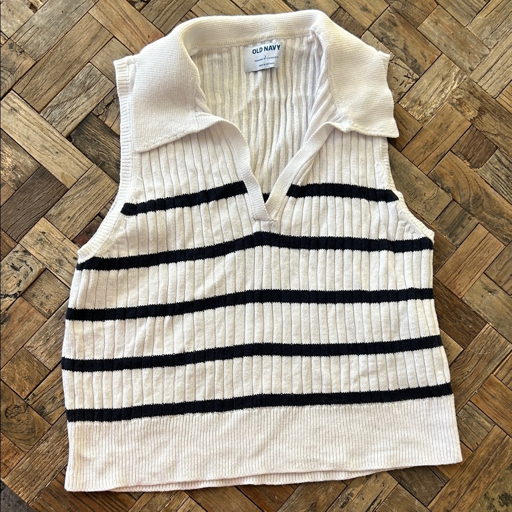 Old Navy Sleeveless Polo Navy Stripe Size Large